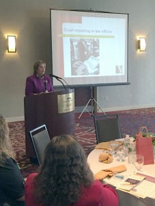 Nancy Varallo gives address at luncheon