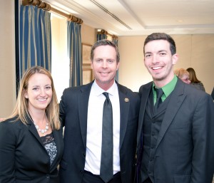     Rep. Rodney Davis with Georgia Rollins and Isaiah Roberts at the reception following the NCRA Legislative Boot Camp