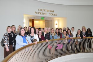 Students and staff from DMACC pose in front of the Iowa Supreme Court.