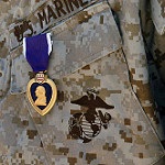 Purple Heart Medal pinned to a U.S. Marines uniform