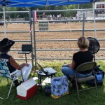 Lisa Richardson captions a rodeo