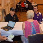 John Domina and Ken Laforge are interviewed by NCRF Chair Nancy Hopp as Donna Urlaub transcribes 