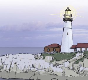 lighthouse at sunset