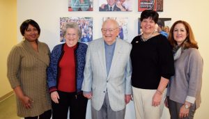 From left to right: Michelle Houston, Sarah Connor, Edward Connor, Tiva Wood, and Jan Hamilton.