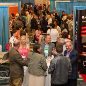 Arial view of a crowd in the Expo Hall