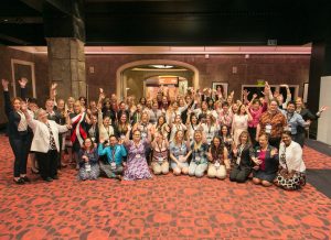 Group photo of students and the NCRA Board of Directors posed with enthusiasm