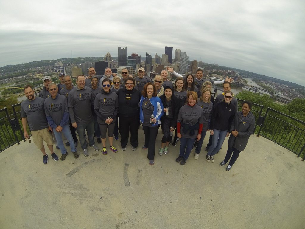 Marjorie Peters, RMR, CRR, (in blue jacket) with other participants in Pittsburgh's Light of Life walk