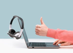 Headphones and thumbs up image