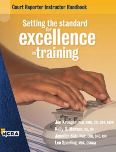 Cover of a textbook showing hands on a steno machine