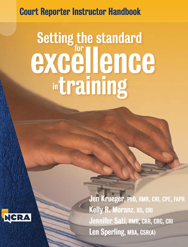 Cover of a textbook showing hands on a steno machine