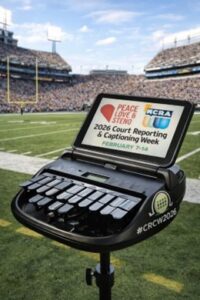 steno machine on the sidelines at a football field