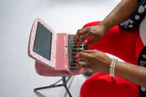 Hands on a steno machine