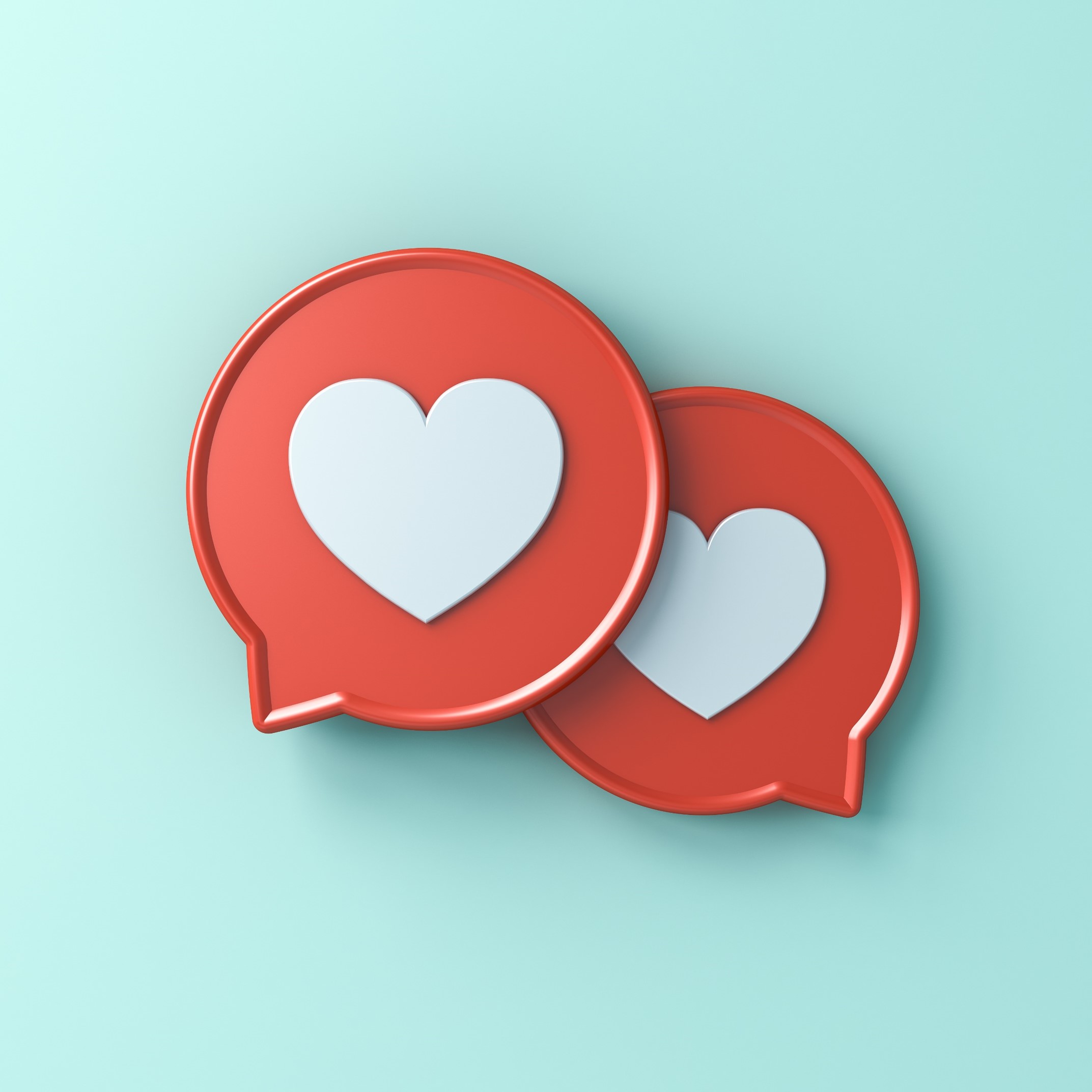 Two heart speech bubbles